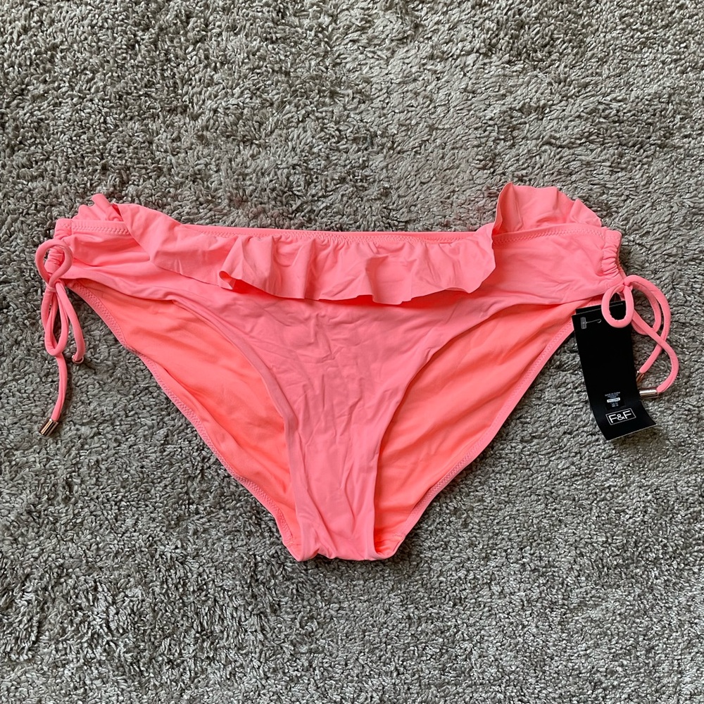 Coral colored Ruffle Bikini Bottom